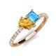 4 - Zahara 9x6 mm Pear Citrine and 7x5 mm Emerald Cut Blue Topaz 2 Stone Duo Ring 