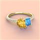 3 - Zahara 9x6 mm Pear Citrine and 7x5 mm Emerald Cut Blue Topaz 2 Stone Duo Ring 