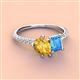 3 - Zahara 9x6 mm Pear Citrine and 7x5 mm Emerald Cut Blue Topaz 2 Stone Duo Ring 