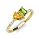 4 - Zahara 9x6 mm Pear Citrine and 7x5 mm Emerald Cut Peridot 2 Stone Duo Ring 