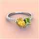 3 - Zahara 9x6 mm Pear Citrine and 7x5 mm Emerald Cut Peridot 2 Stone Duo Ring 