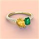 3 - Zahara 9x6 mm Pear Citrine and 7x5 mm Emerald Cut Lab Created Emerald 2 Stone Duo Ring 