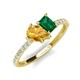 4 - Zahara 9x6 mm Pear Citrine and 7x5 mm Emerald Cut Lab Created Emerald 2 Stone Duo Ring 