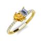 4 - Zahara 9x6 mm Pear Citrine and IGI Certified 7x5 mm Emerald Cut Lab Grown Diamond 2 Stone Duo Ring 