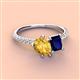 3 - Zahara 9x6 mm Pear Citrine and 7x5 mm Emerald Cut Lab Created Blue Sapphire 2 Stone Duo Ring 