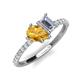 4 - Zahara 9x6 mm Pear Citrine and IGI Certified 7x5 mm Emerald Cut Lab Grown Diamond 2 Stone Duo Ring 