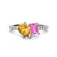 1 - Zahara 9x6 mm Pear Citrine and 7x5 mm Emerald Cut Lab Created Pink Sapphire 2 Stone Duo Ring 