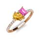 4 - Zahara 9x6 mm Pear Citrine and 7x5 mm Emerald Cut Lab Created Pink Sapphire 2 Stone Duo Ring 
