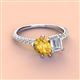 3 - Zahara 9x6 mm Pear Citrine and 7x5 mm Emerald Cut White Sapphire 2 Stone Duo Ring 