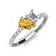 4 - Zahara 9x6 mm Pear Citrine and 7x5 mm Emerald Cut White Sapphire 2 Stone Duo Ring 