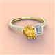 3 - Zahara 9x6 mm Pear Citrine and 7x5 mm Emerald Cut White Sapphire 2 Stone Duo Ring 