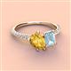 3 - Zahara 9x6 mm Pear Citrine and 7x5 mm Emerald Cut Aquamarine 2 Stone Duo Ring 