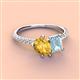 3 - Zahara 9x6 mm Pear Citrine and 7x5 mm Emerald Cut Aquamarine 2 Stone Duo Ring 