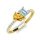 4 - Zahara 9x6 mm Pear Citrine and 7x5 mm Emerald Cut Aquamarine 2 Stone Duo Ring 