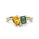 1 - Zahara 9x6 mm Pear Citrine and 7x5 mm Emerald Cut Lab Created Alexandrite 2 Stone Duo Ring 