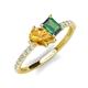 4 - Zahara 9x6 mm Pear Citrine and 7x5 mm Emerald Cut Lab Created Alexandrite 2 Stone Duo Ring 