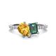 1 - Zahara 9x6 mm Pear Citrine and 7x5 mm Emerald Cut Lab Created Alexandrite 2 Stone Duo Ring 