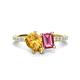 1 - Zahara 9x6 mm Pear Citrine and 7x5 mm Emerald Cut Pink Tourmaline 2 Stone Duo Ring 