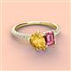 3 - Zahara 9x6 mm Pear Citrine and 7x5 mm Emerald Cut Pink Tourmaline 2 Stone Duo Ring 