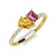 4 - Zahara 9x6 mm Pear Citrine and 7x5 mm Emerald Cut Pink Tourmaline 2 Stone Duo Ring 