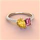 3 - Zahara 9x6 mm Pear Citrine and 7x5 mm Emerald Cut Pink Tourmaline 2 Stone Duo Ring 