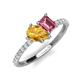 4 - Zahara 9x6 mm Pear Citrine and 7x5 mm Emerald Cut Pink Tourmaline 2 Stone Duo Ring 