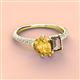 3 - Zahara 9x6 mm Pear Citrine and 7x5 mm Emerald Cut Smoky Quartz 2 Stone Duo Ring 