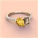 3 - Zahara 9x6 mm Pear Citrine and 7x5 mm Emerald Cut Smoky Quartz 2 Stone Duo Ring 