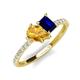 4 - Zahara 9x6 mm Pear Citrine and 7x5 mm Emerald Cut Lab Created Blue Sapphire 2 Stone Duo Ring 