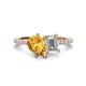 1 - Zahara 9x6 mm Pear Citrine and IGI Certified 7x5 mm Emerald Cut Lab Grown Diamond 2 Stone Duo Ring 