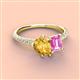3 - Zahara 9x6 mm Pear Citrine and 7x5 mm Emerald Cut Lab Created Pink Sapphire 2 Stone Duo Ring 