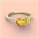 3 - Zahara 9x6 mm Pear Citrine and 7x5 mm Emerald Cut Lab Created Yellow Sapphire 2 Stone Duo Ring 