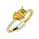 4 - Zahara 9x6 mm Pear Citrine and 7x5 mm Emerald Cut Lab Created Yellow Sapphire 2 Stone Duo Ring 