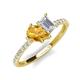 4 - Zahara 9x6 mm Pear Citrine and 7x5 mm Emerald Cut White Sapphire 2 Stone Duo Ring 