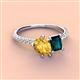 3 - Zahara 9x6 mm Pear Citrine and 7x5 mm Emerald Cut London Blue Topaz 2 Stone Duo Ring 