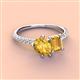 3 - Zahara 9x6 mm Pear and 7x5 mm Emerald Cut Citrine 2 Stone Duo Ring 