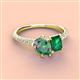 3 - Zahara 9x6 mm Pear Lab Created Alexandrite and 7x5 mm Emerald Cut Lab Created Emerald 2 Stone Duo Ring 