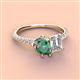 3 - Zahara 9x6 mm Pear Lab Created Alexandrite and 7x5 mm Emerald Cut Forever One Moissanite 2 Stone Duo Ring 