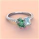 3 - Zahara 9x6 mm Pear Lab Created Alexandrite and 7x5 mm Emerald Cut Aquamarine 2 Stone Duo Ring 