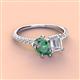 3 - Zahara 9x6 mm Pear Lab Created Alexandrite and 7x5 mm Emerald Cut White Sapphire 2 Stone Duo Ring 