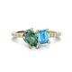 1 - Zahara 9x6 mm Pear Lab Created Alexandrite and 7x5 mm Emerald Cut Blue Topaz 2 Stone Duo Ring 