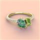 3 - Zahara 9x6 mm Pear Lab Created Alexandrite and 7x5 mm Emerald Cut Peridot 2 Stone Duo Ring 