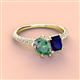 3 - Zahara 9x6 mm Pear Lab Created Alexandrite and 7x5 mm Emerald Cut Lab Created Blue Sapphire 2 Stone Duo Ring 