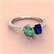 3 - Zahara 9x6 mm Pear Lab Created Alexandrite and 7x5 mm Emerald Cut Lab Created Blue Sapphire 2 Stone Duo Ring 