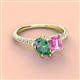 3 - Zahara 9x6 mm Pear Lab Created Alexandrite and 7x5 mm Emerald Cut Lab Created Pink Sapphire 2 Stone Duo Ring 