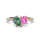 1 - Zahara 9x6 mm Pear Lab Created Alexandrite and 7x5 mm Emerald Cut Lab Created Pink Sapphire 2 Stone Duo Ring 