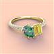 3 - Zahara 9x6 mm Pear Lab Created Alexandrite and 7x5 mm Emerald Cut Lab Created Yellow Sapphire 2 Stone Duo Ring 