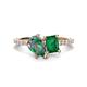 1 - Zahara 9x6 mm Pear Lab Created Alexandrite and 7x5 mm Emerald Cut Lab Created Emerald 2 Stone Duo Ring 