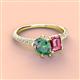 3 - Zahara 9x6 mm Pear Lab Created Alexandrite and 7x5 mm Emerald Cut Pink Tourmaline 2 Stone Duo Ring 