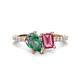 1 - Zahara 9x6 mm Pear Lab Created Alexandrite and 7x5 mm Emerald Cut Pink Tourmaline 2 Stone Duo Ring 